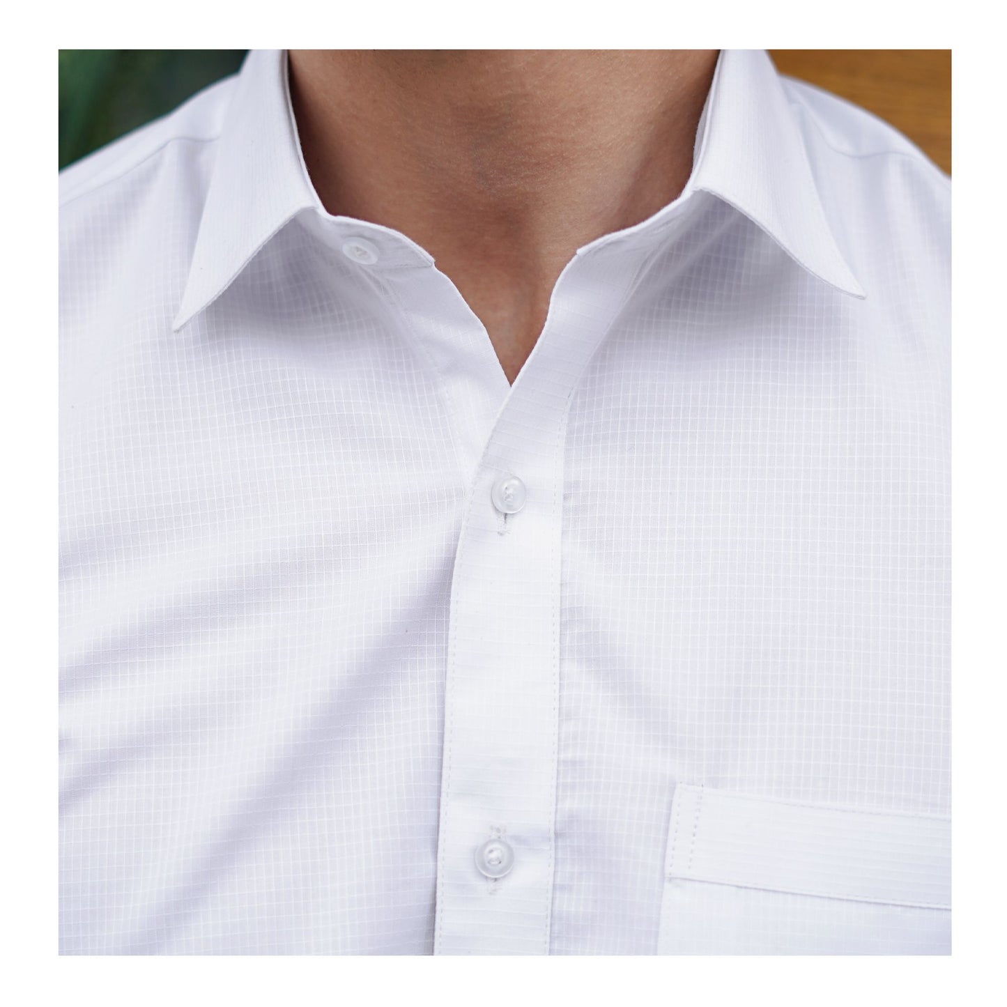 Basix Men's Cotton Wrinkle-Resistant Dobby Texture Shirt, White, MFS-112