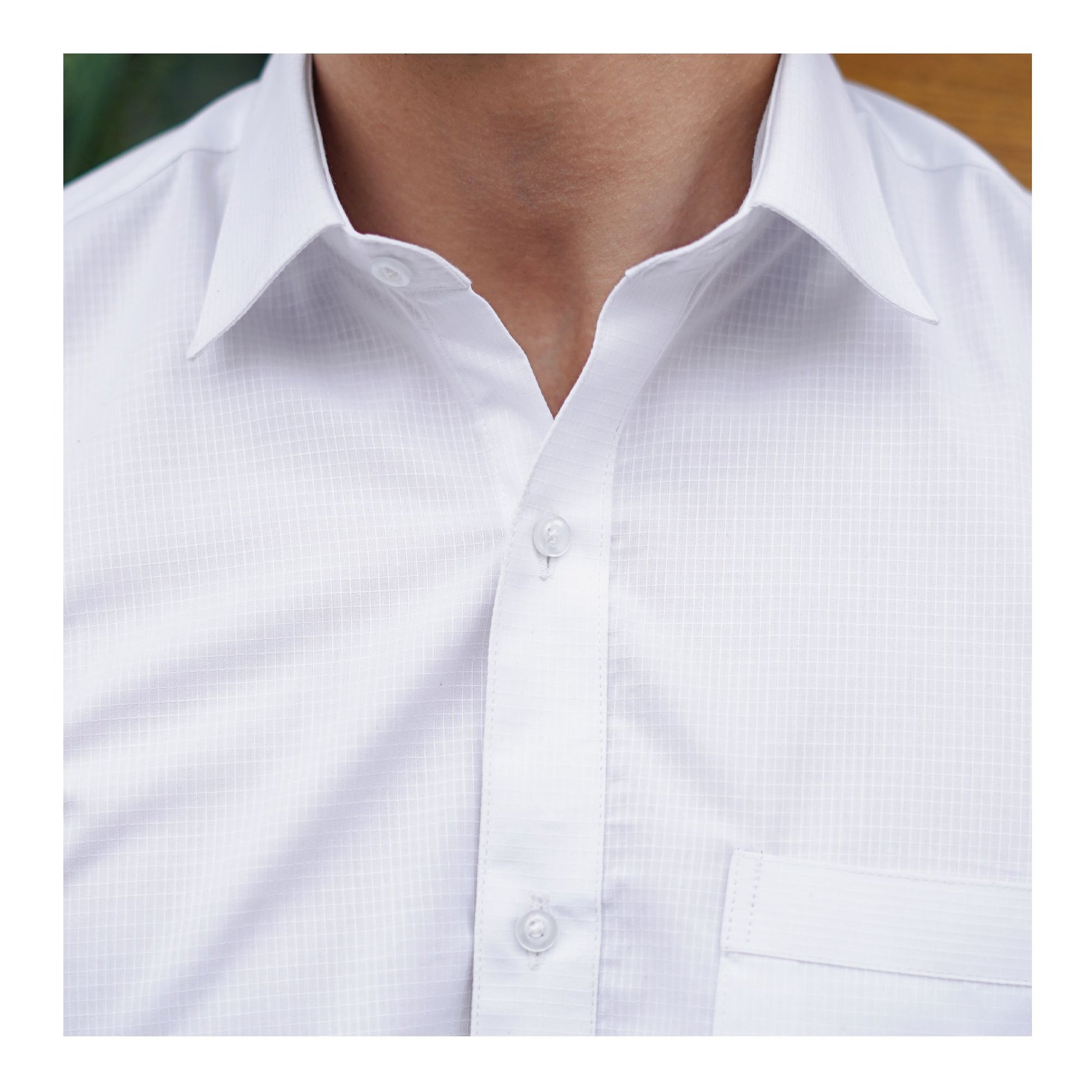 Basix Men's Cotton Wrinkle-Resistant Dobby Texture Shirt, White, MFS-112