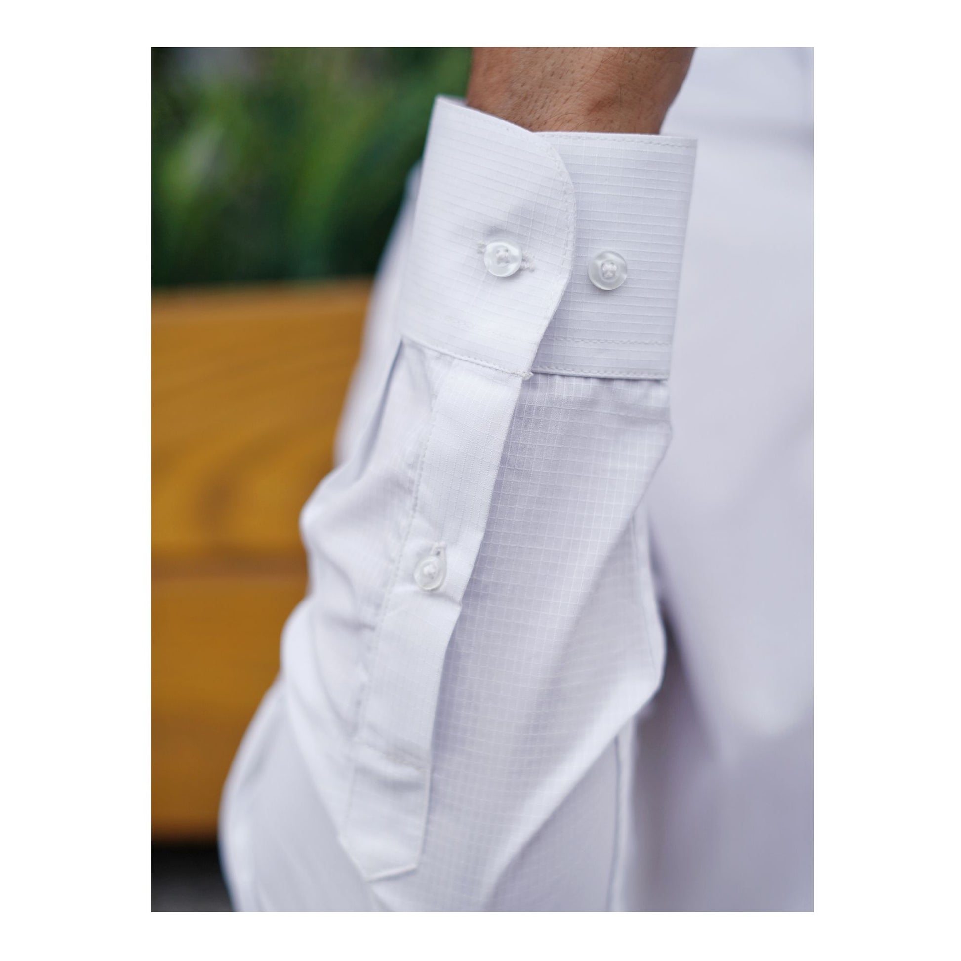 Basix Men's Cotton Wrinkle-Resistant Dobby Texture Shirt, White, MFS-112