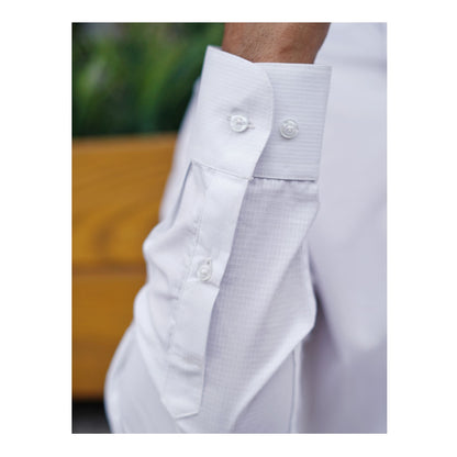 Basix Men's Cotton Wrinkle-Resistant Dobby Texture Shirt, White, MFS-112