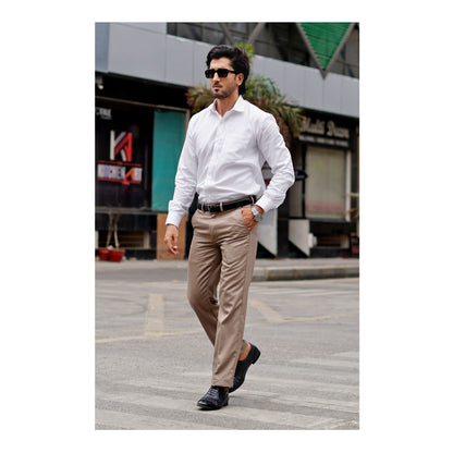 Basix Men's Cotton Wrinkle-Resistant Self Stripe Shirt, White, MFS-113