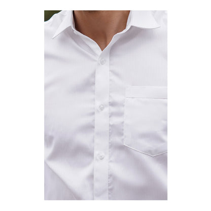 Basix Men's Cotton Wrinkle-Resistant Self Stripe Shirt, White, MFS-113