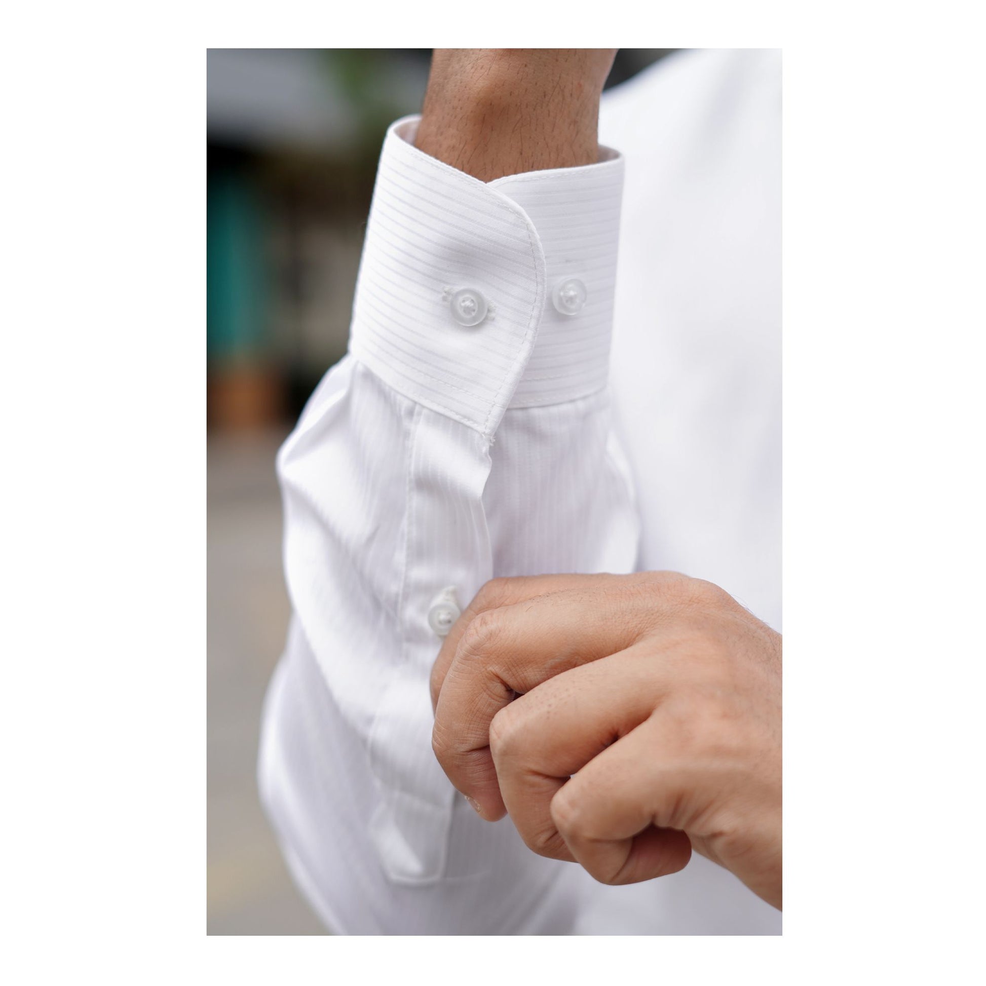 Basix Men's Cotton Wrinkle-Resistant Self Stripe Shirt, White, MFS-113