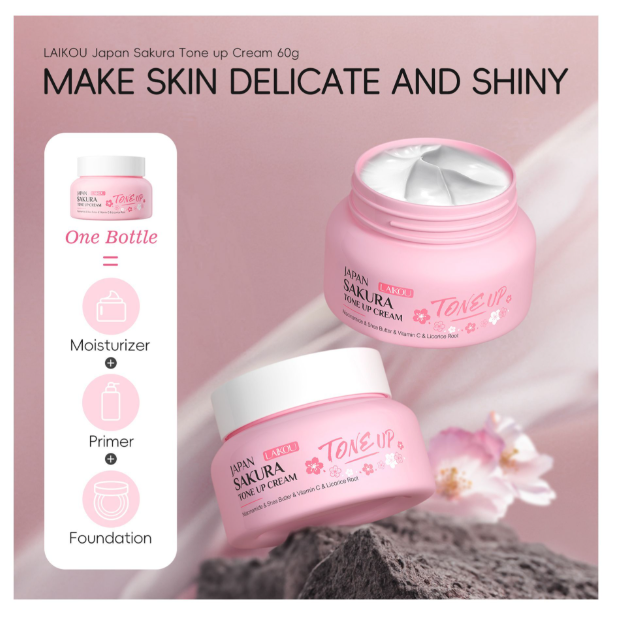 Laikou Japan Sakura Tone Up Cream, Vitamin C & Niacinamide, 60g, LK97486B
