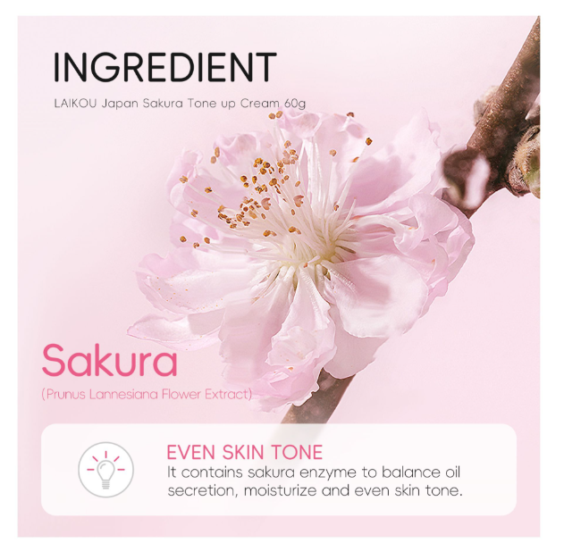 Laikou Japan Sakura Tone Up Cream, Vitamin C & Niacinamide, 60g, LK97486B