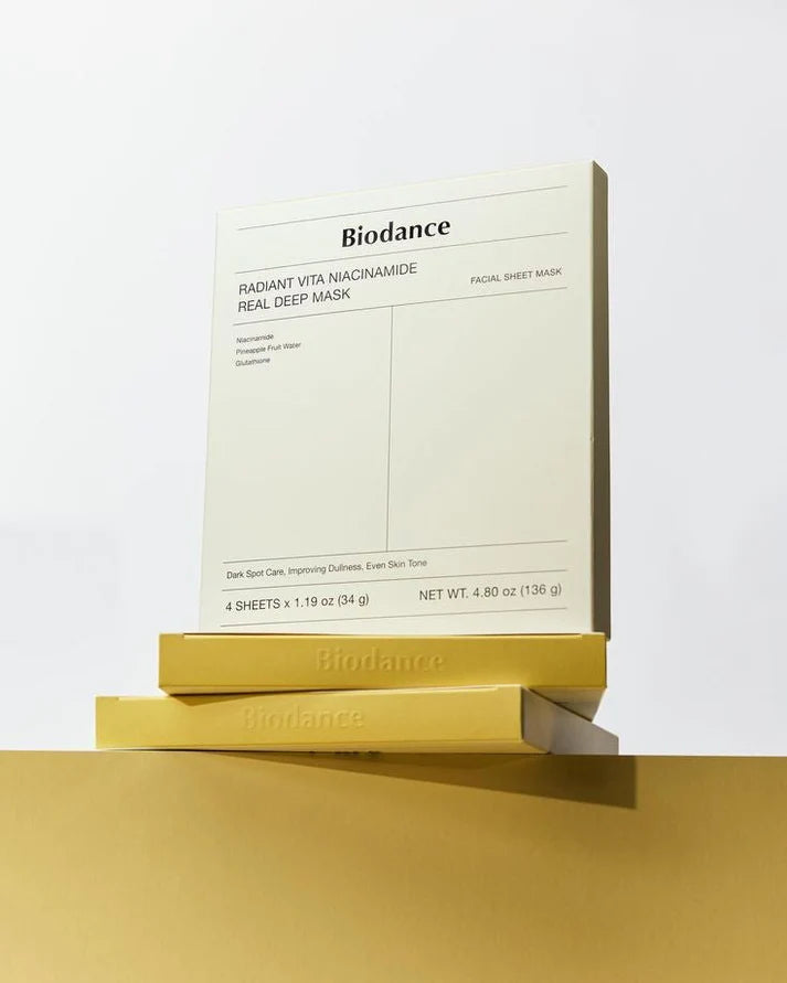 Biodance Radiant Vita Niacinamide Facial Sheet Mask, Hyaluronic Acid, Niacinamide, For Sensitive Skin, 34g