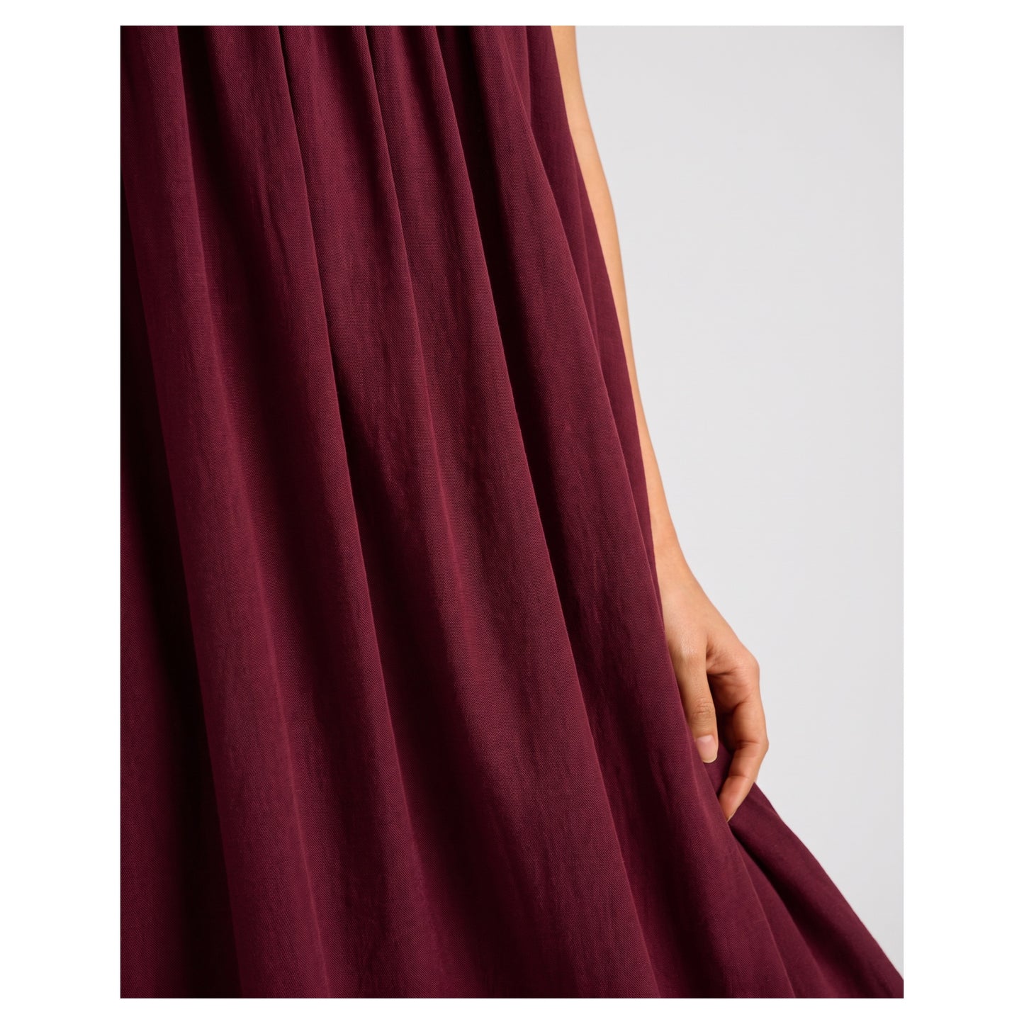 Basix Backless A-Line Gathered Maxi With Adjustable Straps & Tie Back,  Burgundy,  Free Size,  BM-101