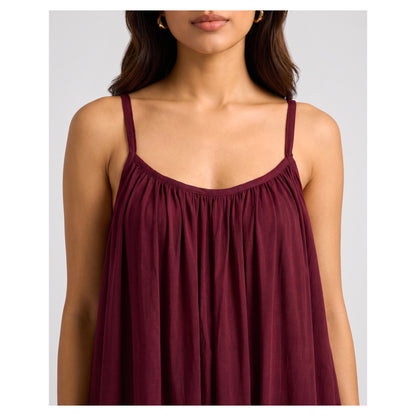 Basix Backless A-Line Gathered Maxi With Adjustable Straps & Tie Back,  Burgundy,  Free Size,  BM-101