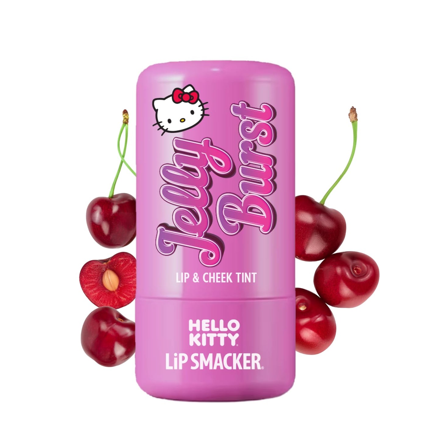 Lip Smacker Hello Kitty So Jelly Lip &amp; Cheek Tint, Moisturizing Sheer &amp; Buildable Color - Cherry, 7.6g