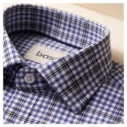 Basix Men's Signature Check Shirt Blue Ds-02