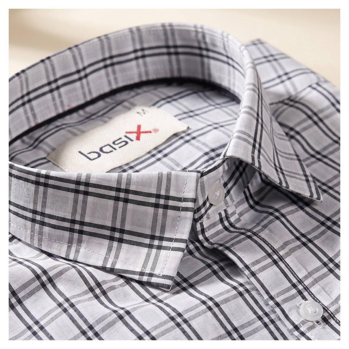 Basix Men's Casual Printed Check Shirt Light Grey CS-05
