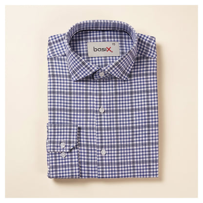 Basix Men's Signature Check Shirt Blue Ds-02