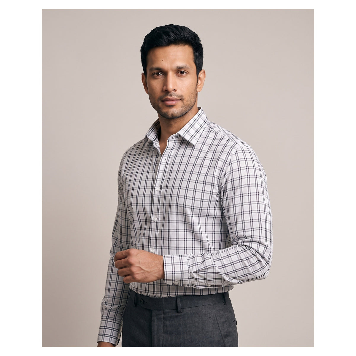 Basix Men's Casual Printed Check Shirt Red CS-02