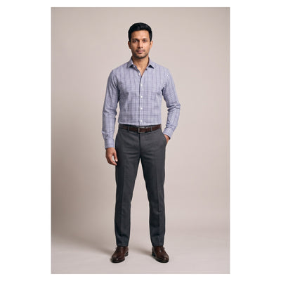 Basix Men's Signature Check Shirt Blue Ds-02