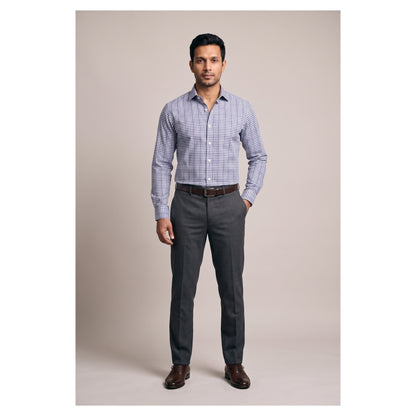 Basix Men's Signature Check Shirt Blue Ds-02
