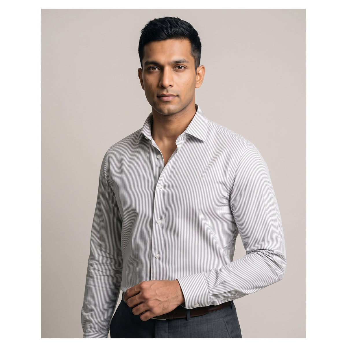 Basix Men's Signature Lining Shirt Grey Ds-014
