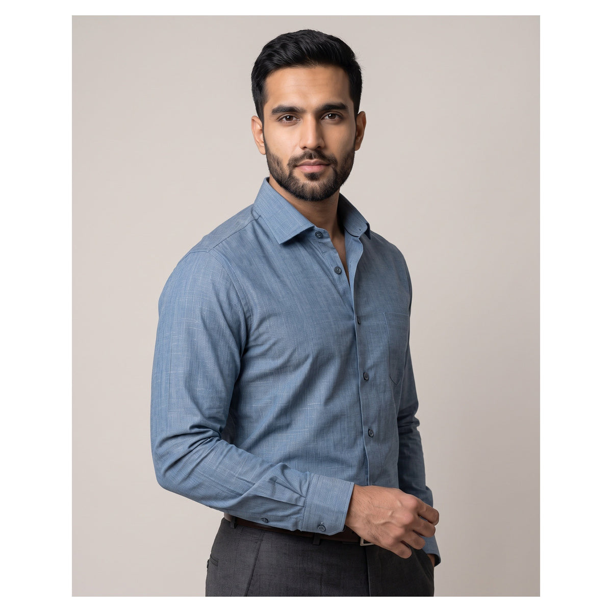 Basix Men's Signature Shirt Dark Ferozi DS-024