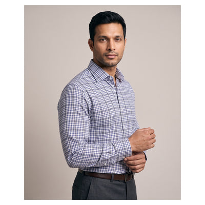 Basix Men's Signature Check Shirt Blue Ds-02