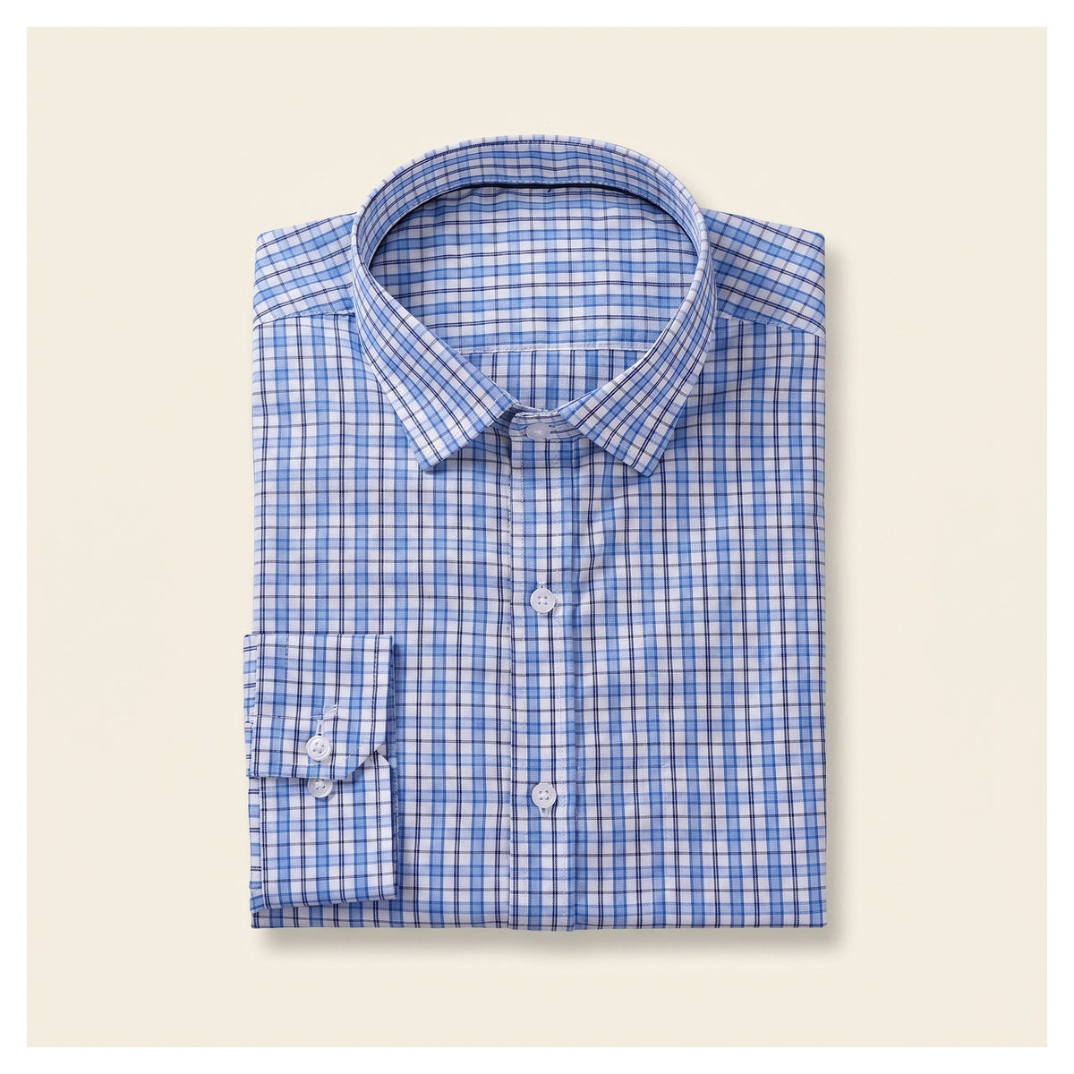 Basix Men's Casual Printed Check Shirt Light Blue CS-012