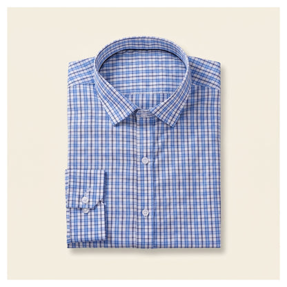 Basix Men's Casual Printed Check Shirt Light Blue CS-012