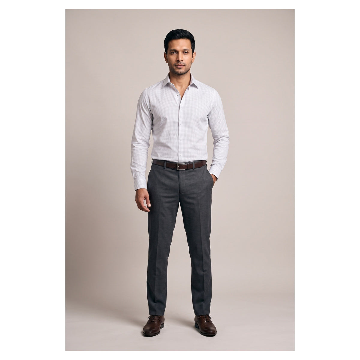 Basix Men's Signature Check Shirt Grey Ds-03