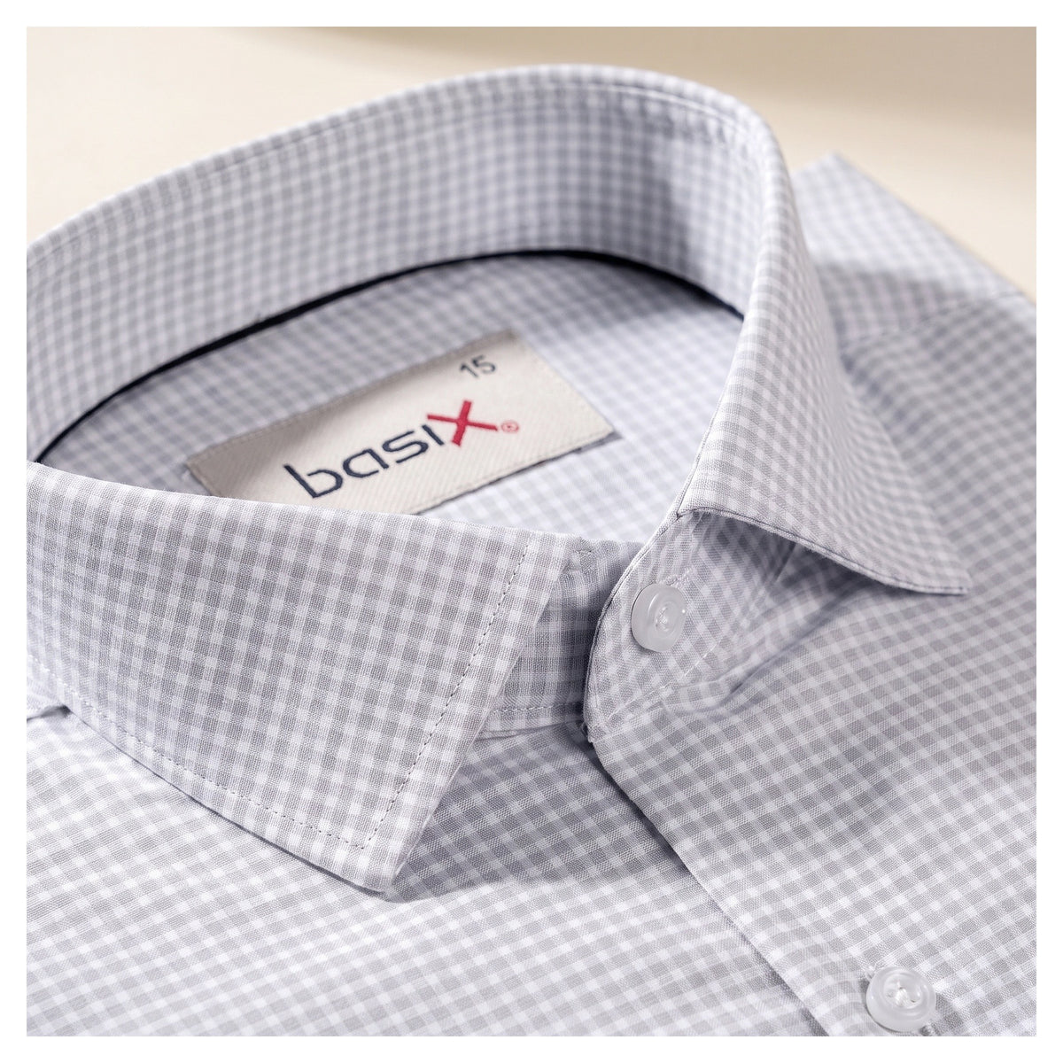 Basix Men's Signature Check Shirt Grey Ds-03