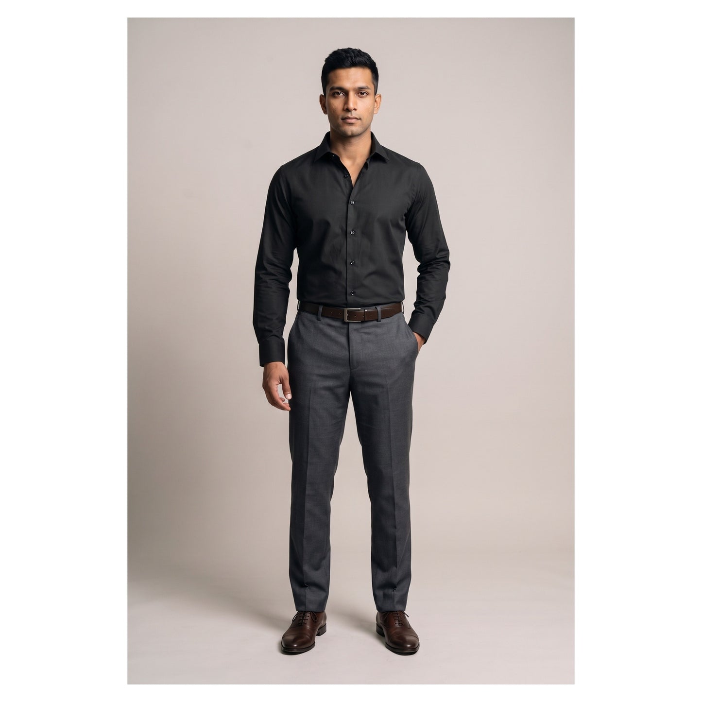 Basix Men's Basic Shirt Black Ds-02