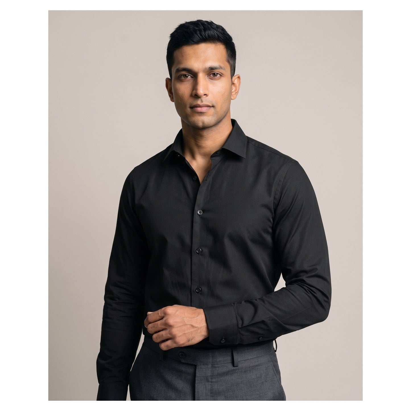 Basix Men's Basic Shirt Black Ds-02