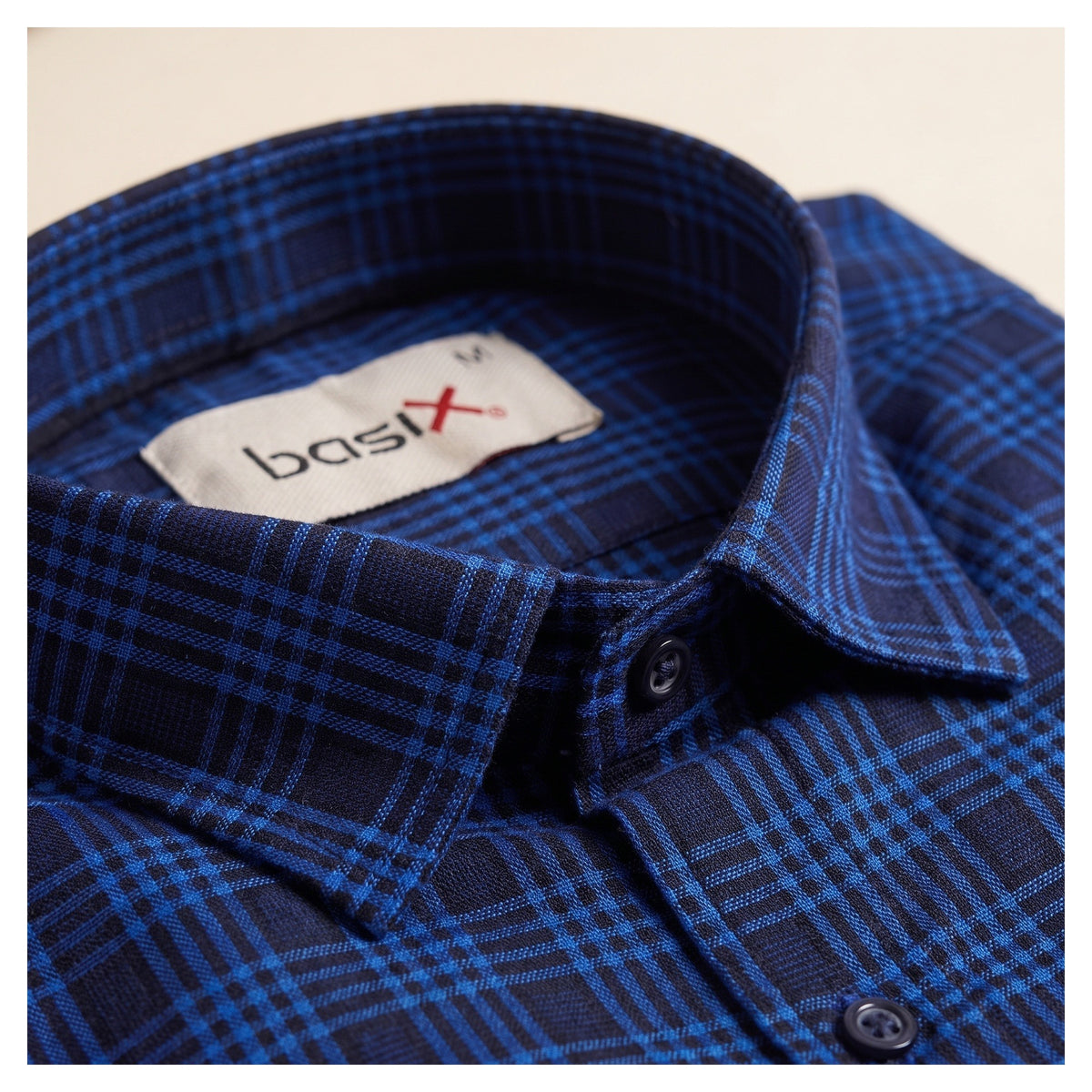 Basix Men's Casual Printed Check Shirt Dark Blue CS-013