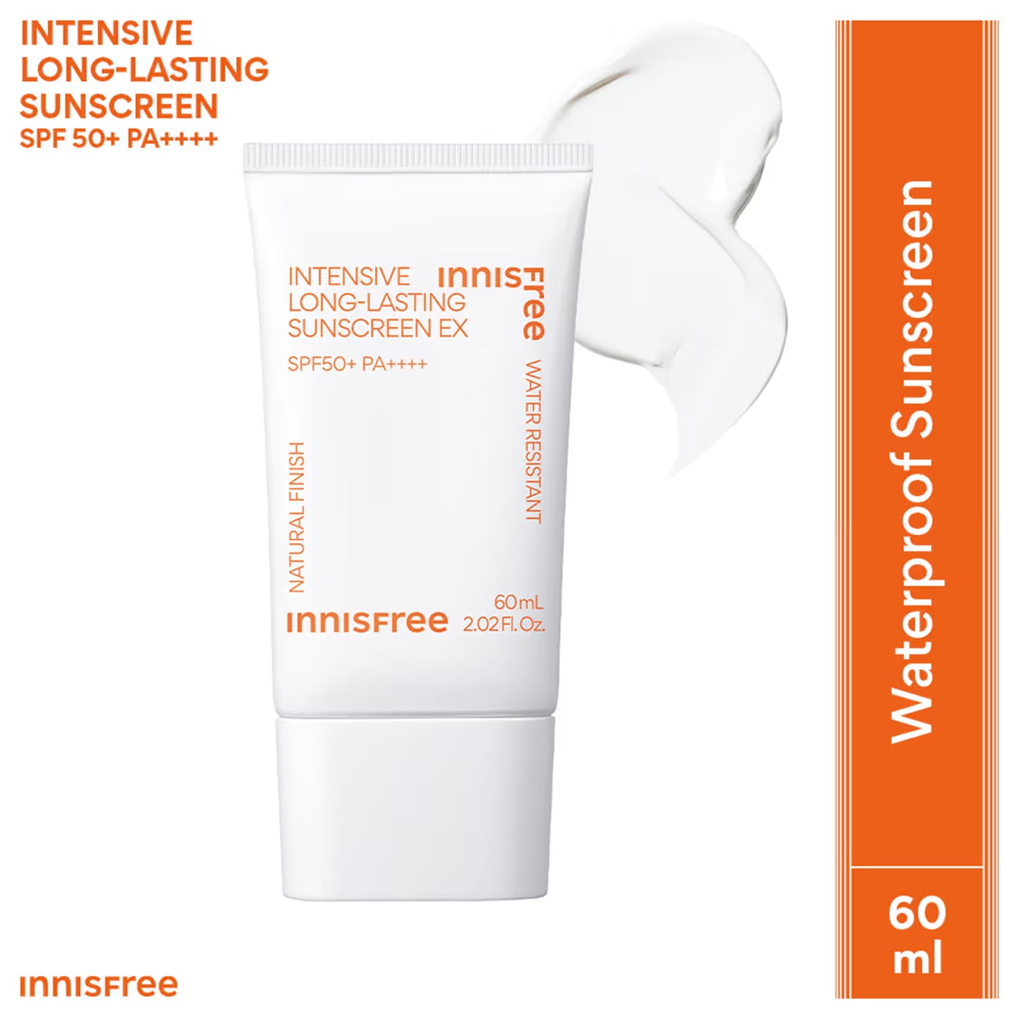 Innisfree Intensive Long-Lasting Sunscreen Ex, Vegan, Water Resistant, SPF50+ PA+++ 60ml