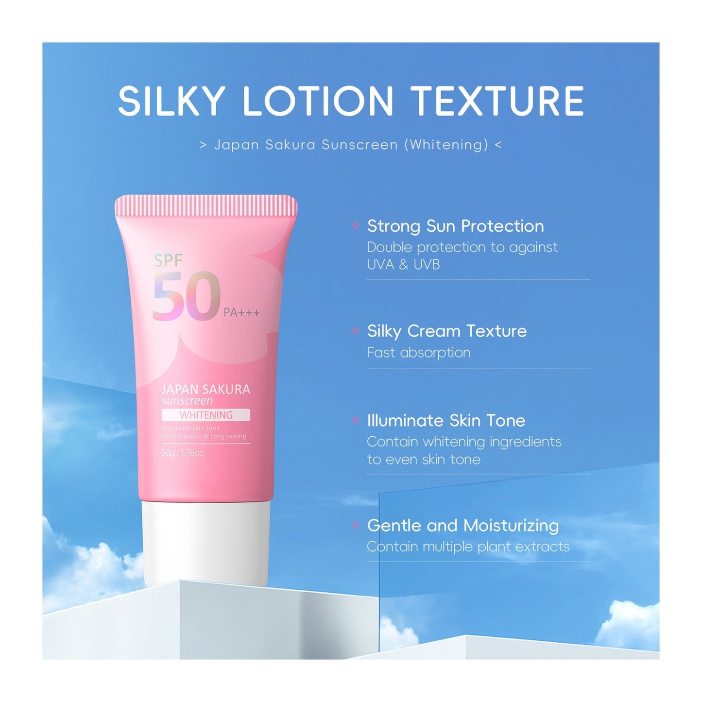 Laikou Japan Sakura Whitening Sunscreen  UVA & UVB Protection  SPF50 PA+++ 50g  LK98988D