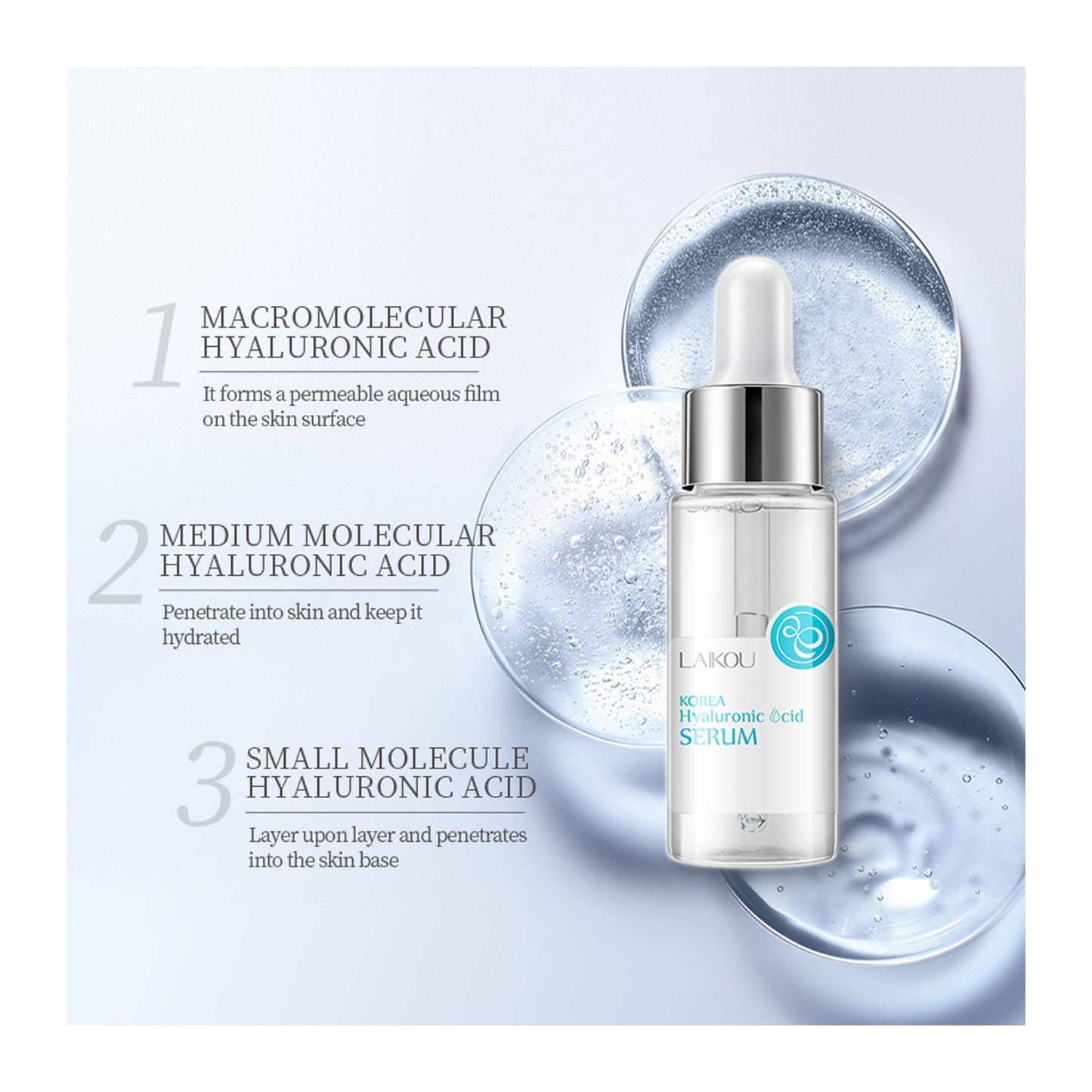 Laikou Korea Hyaluronic Acid Serum  Tremella Plant Extract & Hyaluronic Acid  For Skin Moisturizing  30ml  LK89078A