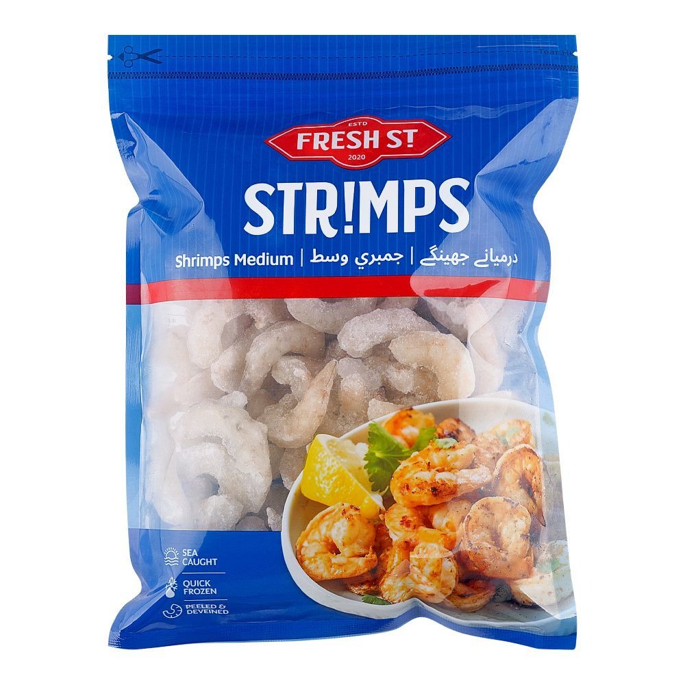 Fresh Street Peeled & Deveined Medium Shrimps (Jhinga) - PND 80/120, 500g