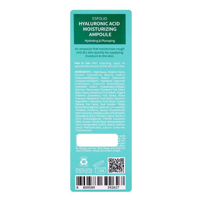 Esfolio Hyaluronic Acid Moisturizing Sodium Hyaluronate Ampoule, 30ml