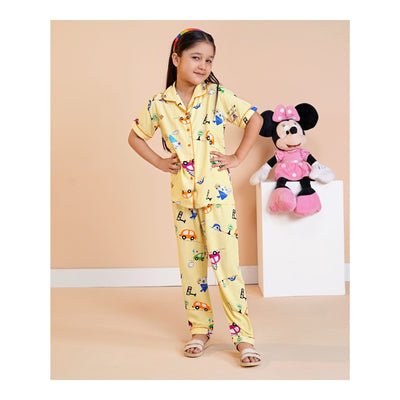 Basix Lemon Multi Colored Cars Short Sleeves Nightwear  2-Piece Set  GRL-178