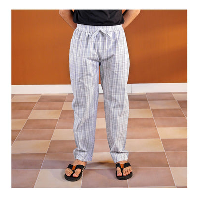 Basix Men's Cotton Metallic Grey & White Checkered Trouser  MT-930