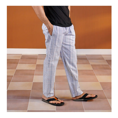 Basix Men's Cotton Metallic Grey & White Checkered Trouser, MT-930