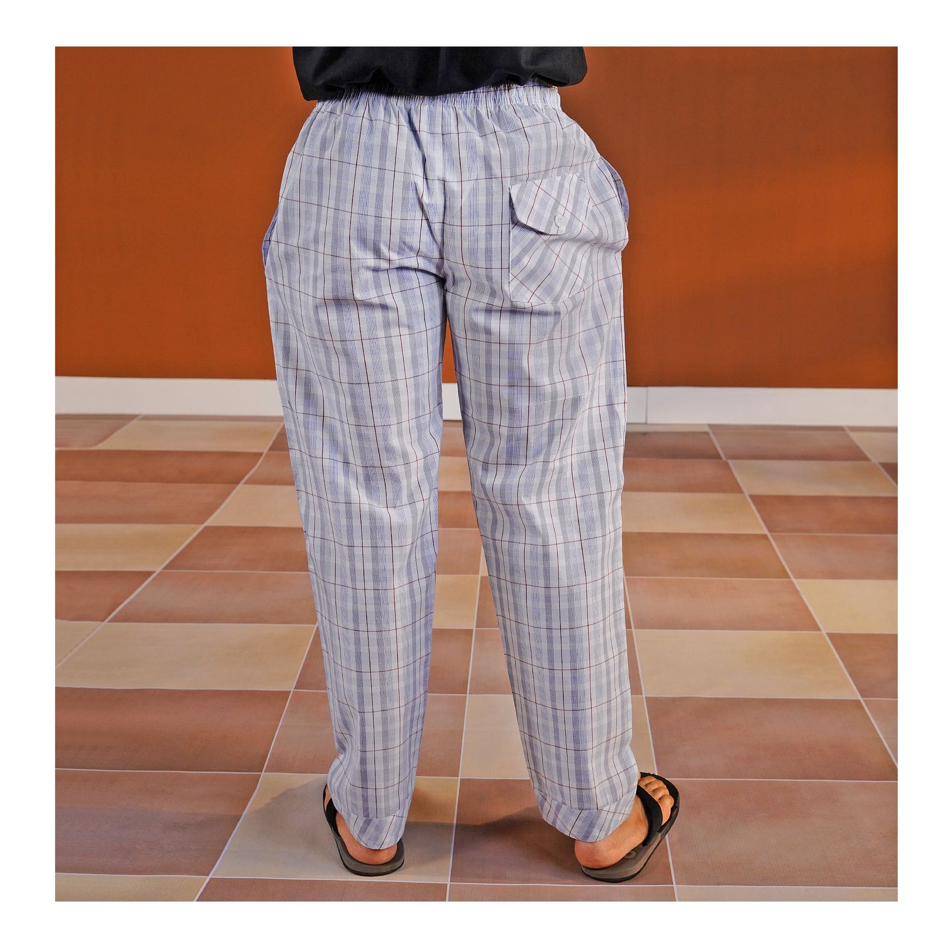 Basix Men's Cotton Metallic Grey & White Checkered Trouser, MT-930