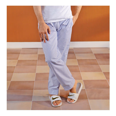 Basix Men's Sky Blue & White Miniature Checkered Trouser  MT-933