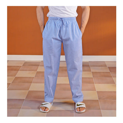 Basix Men's Blue & White Stripes Trouser  MT-934