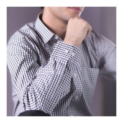 Basix Men's Check Shirt, Black &amp; White, MFS-107