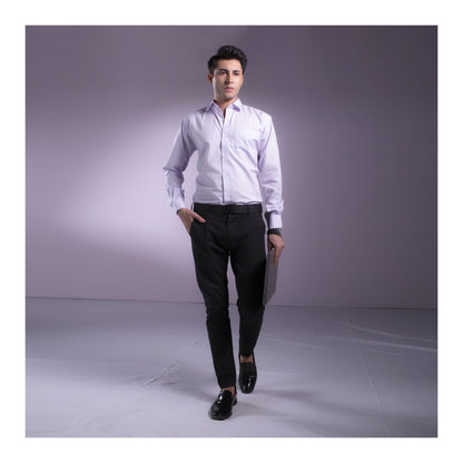 Basix Men's Miniature Check Shirt, Lavender White, MFS-108