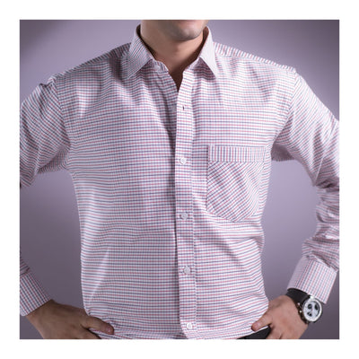 Basix Men's Miniature Check Shirt  Red White & Black  MFS-109