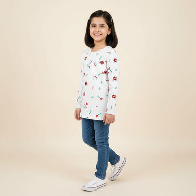 Basix Girls Long Sleeves Pocket Top  6038