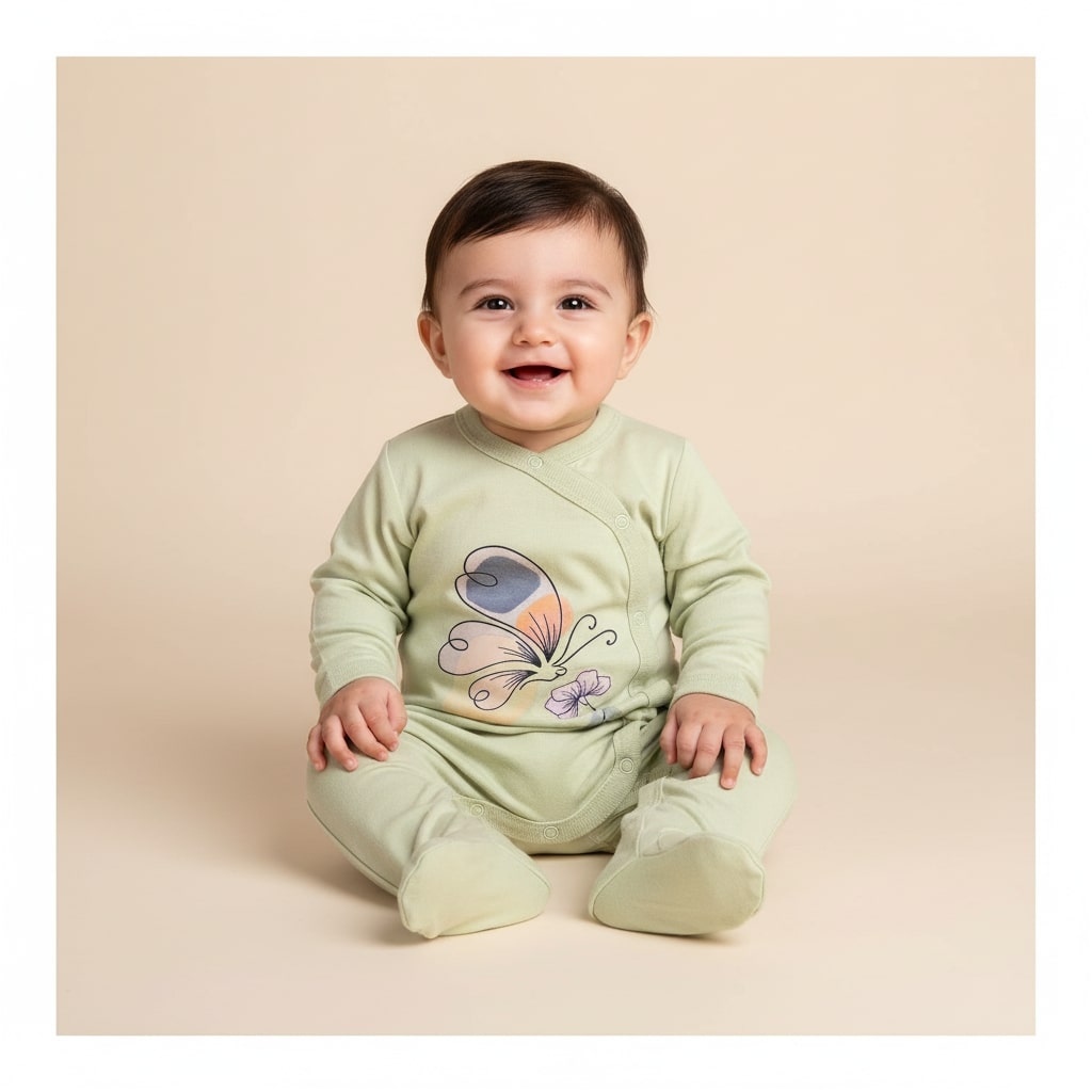 Basix Infant Cross Button Sleeping Suit, 6025