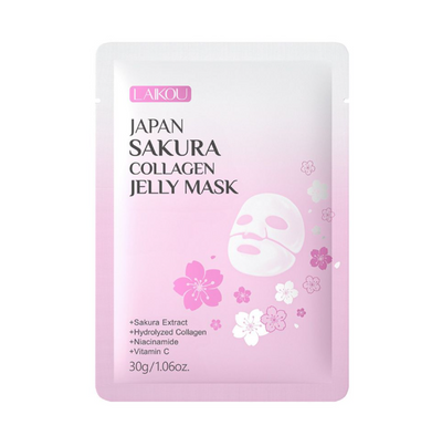 Laikou Japan Sakura Collagen Jelly Sheet Mask, Hydrolyzed + Niacinamide & Vitamin C, For Glow Skin, 30g, LK33583
