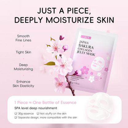 Laikou Japan Sakura Collagen Jelly Sheet Mask, Hydrolyzed + Niacinamide & Vitamin C, For Glow Skin, 30g, LK33583
