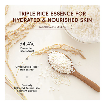 Laikou Rice Eye Mask, Niacinamide, Hyaluronic Acid, For Hydrated & Nourished Skin, 6g, LK32395A