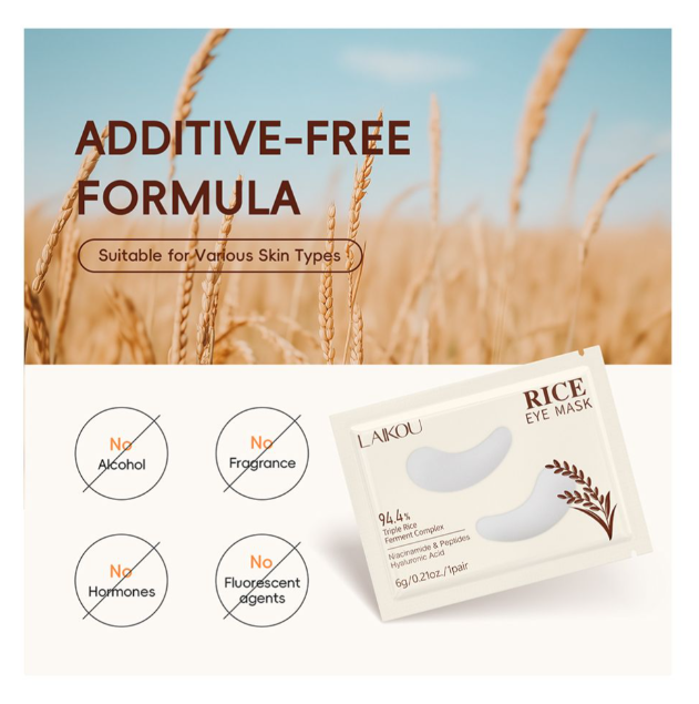 Laikou Rice Eye Mask, Niacinamide, Hyaluronic Acid, For Hydrated & Nourished Skin, 6g, LK32395A