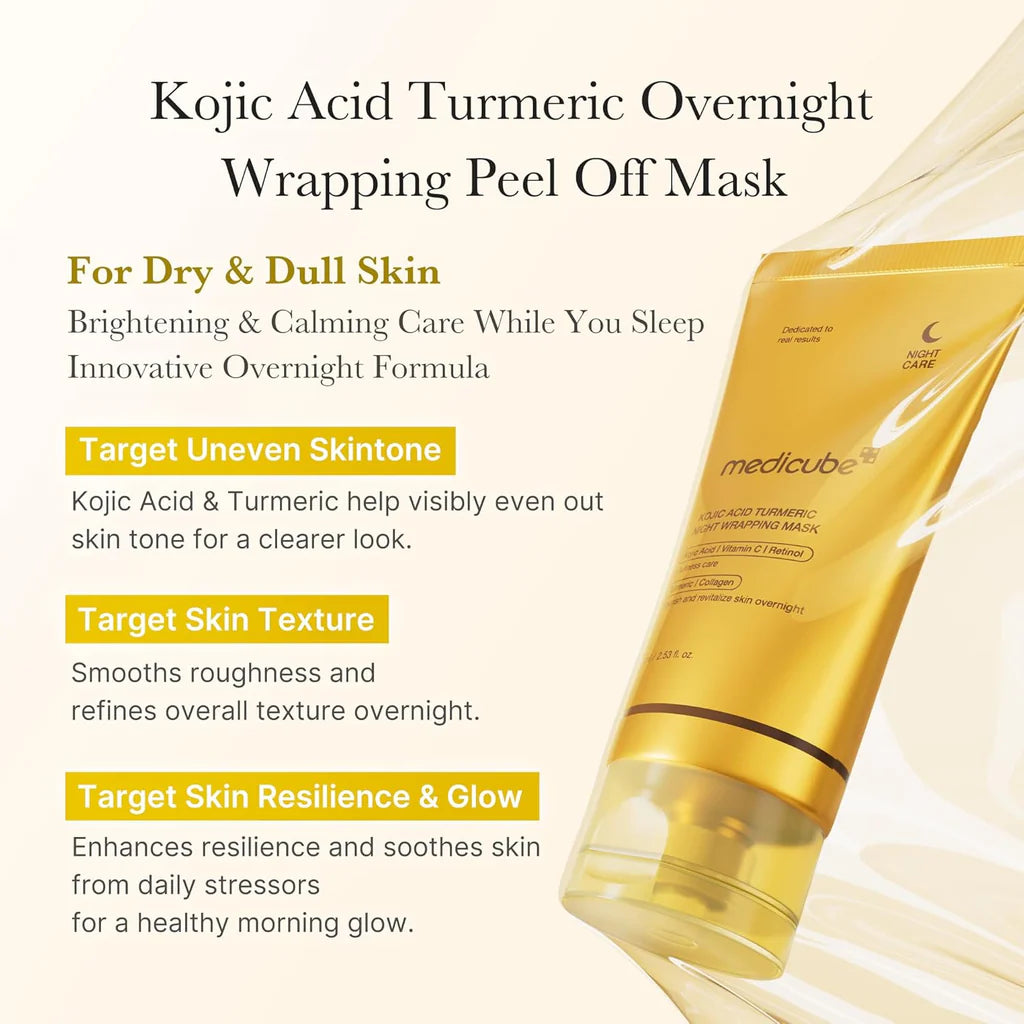 Medicube Night Wrapping Mask, Kojic Acid, Turmeric, For All Types Of Skin, 75ml